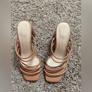 Nine West Nude Strappy Block Heel Sandals